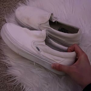 White Slip On Vans
